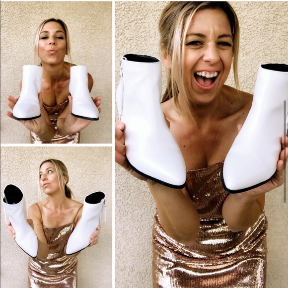 Vegan White Leather Boots - Picture 4 of 6